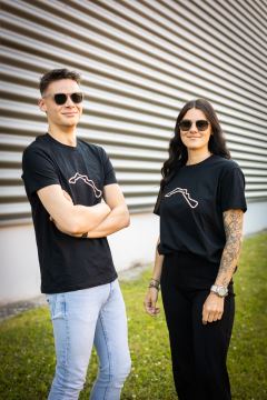 T-Shirt mit Track-Silhouette, schwarz