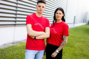 T-Shirt mit Track-Silhouette, rot