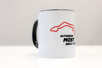 Tasse Autodrom Most, schwarz-weiß